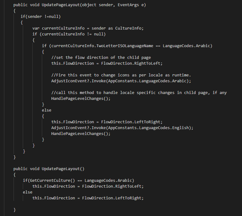 Xamarin Forms Flow direction code snippet